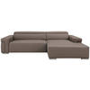 ECKSOFA inkl. Funktion DUA Grau Echtleder  - Chromfarben/Grau, Design, Leder/Metall (293/170cm) - Novel