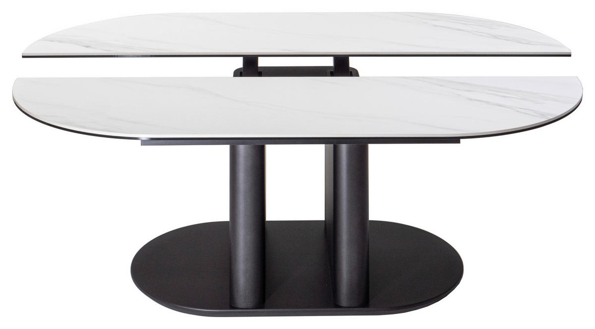 COUCHTISCH Glaskeramik, ESG 120/70/44-61 cm oval Anthrazit, Weiß  - Anthrazit/Weiß, Design, Holzwerkstoff/Metall (120/70/44-61cm) - Ambiente
