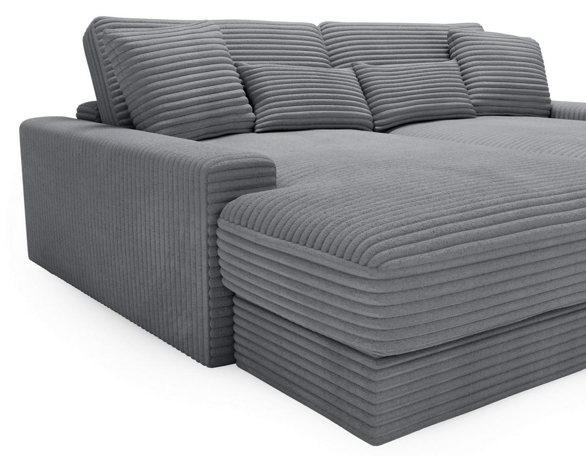 BIGSOFA Cord Dunkelgrau  - Dunkelgrau/Schwarz, MODERN, Kunststoff/Textil (230/85/190cm) - Carryhome