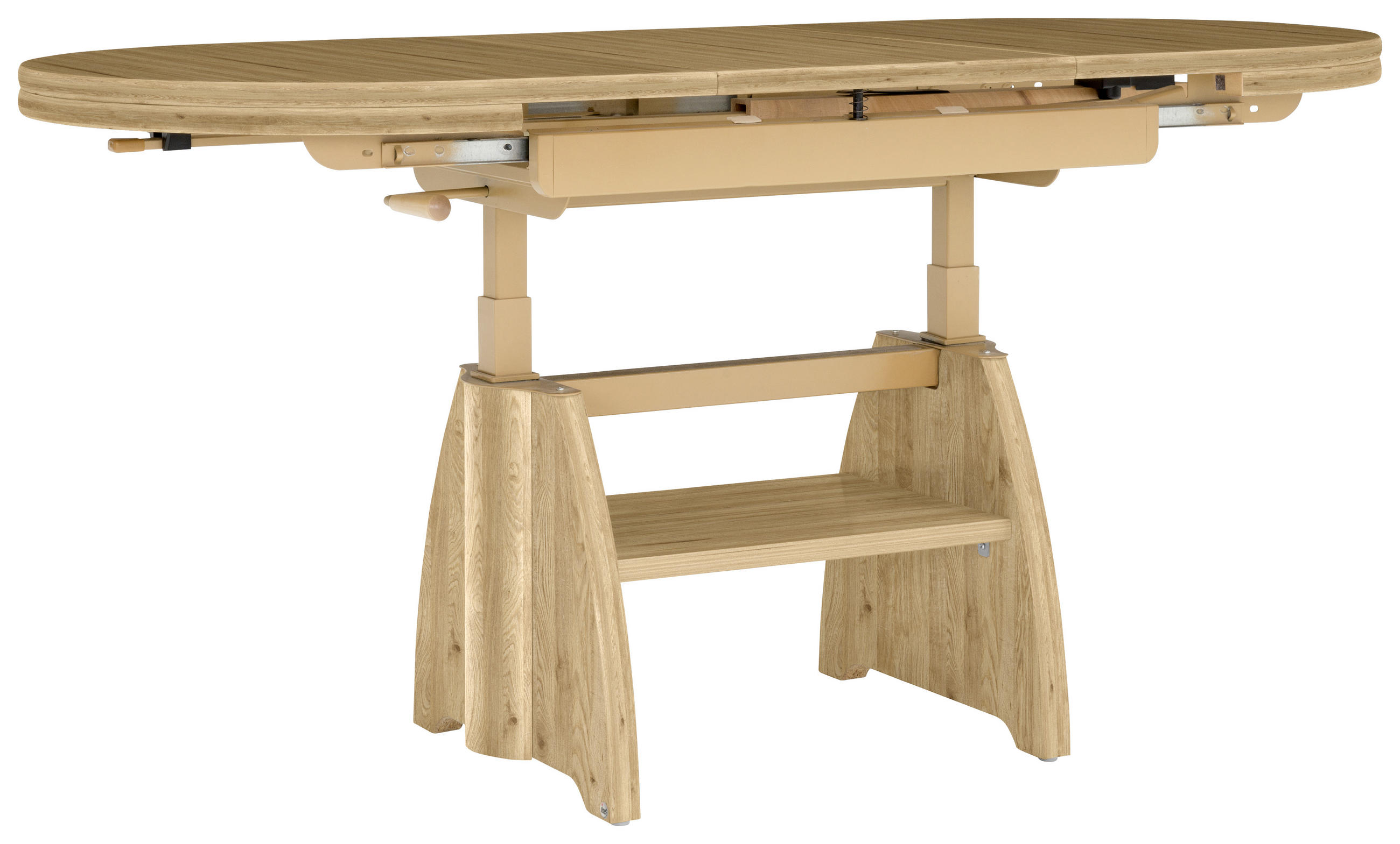 COUCHTISCH Wildeiche furniert 110-130,5/65/56-75 cm oval Wildeiche, Eiche Bianco  - Wildeiche/Eiche Bianco, KONVENTIONELL, Holzwerkstoff/Metall (110-130,5/65/56-75cm) - Venda