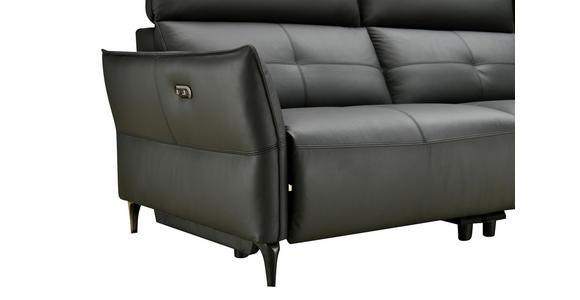 2,5-SITZER  in Echtleder Schwarz   - Schwarz, Design, Leder/Metall (220/98/101cm) - Novel