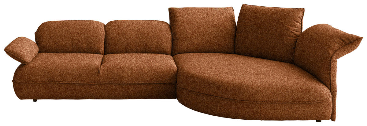 ECKSOFA Chenille Rostfarben  - Rostfarben/Schwarz, Design, Kunststoff/Textil (343/154cm) - Koinor