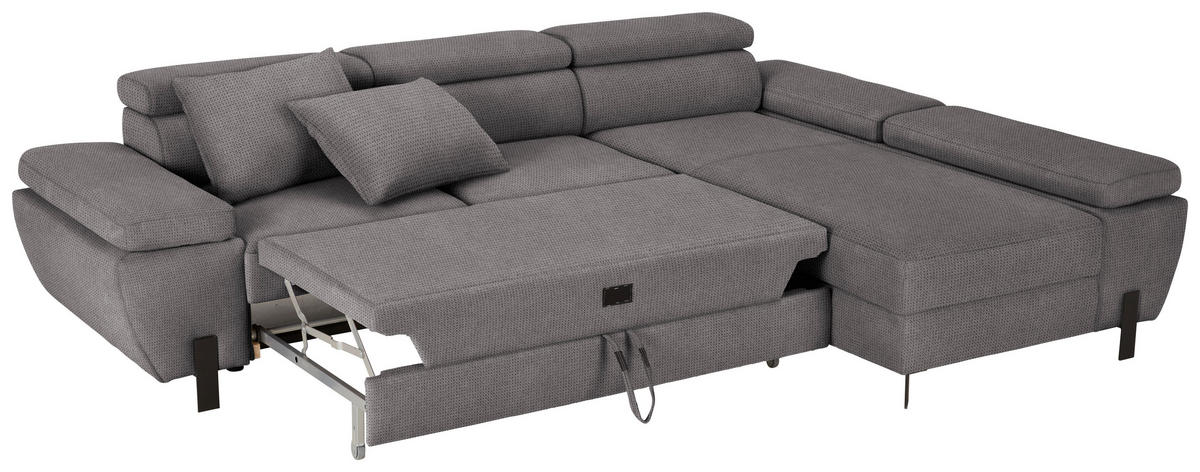 HÖRNSOFFA i vävt tyg mörkgrå  - mörkgrå/svart, Modern, metall/trämaterial (277/90/189cm) - MID.YOU