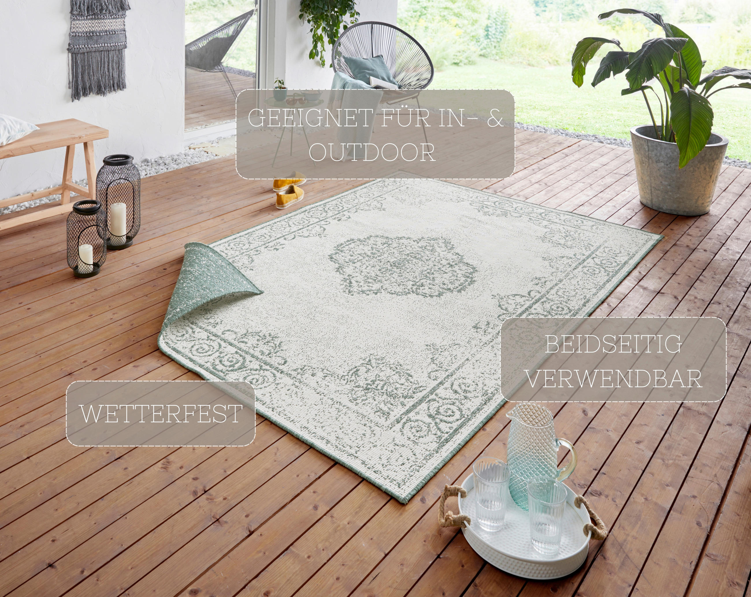OUTDOORTEPPICH 200/290 cm Twin Supreme Creme, Grün  - Creme/Grün, Design, Kunststoff (200/290cm)