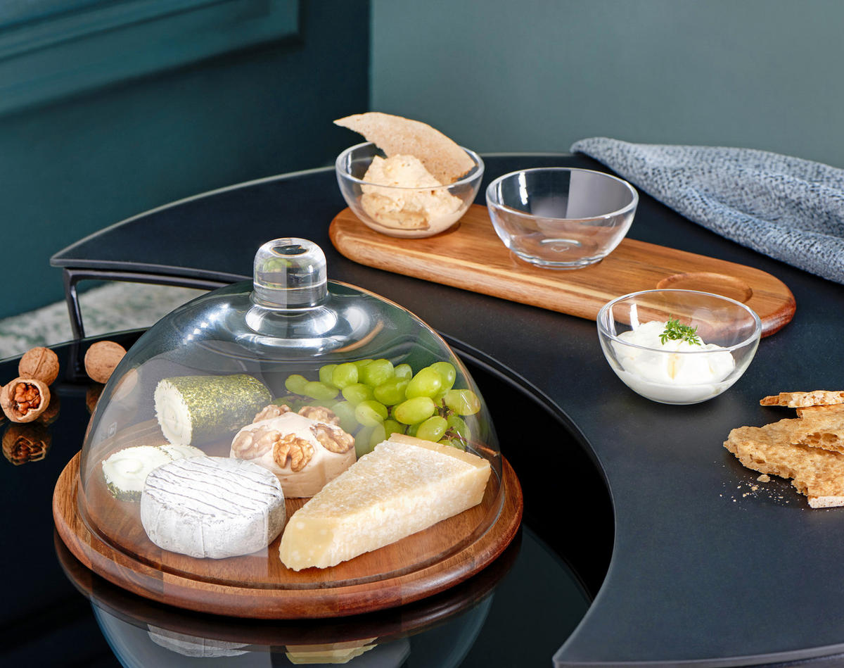 SERVÍROVACÍ PODNOS, dřevo, sklo, 28/17 cm - průhledné/hnědá, Lifestyle, dřevo/sklo (28/17cm) - Leonardo