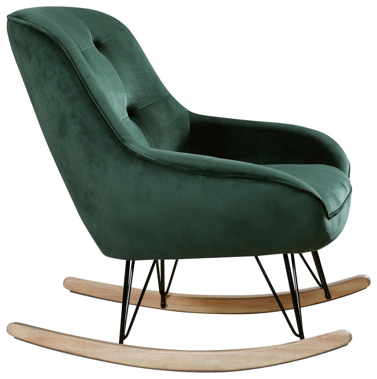 STOLICA ZA LJULJANJE 83/94/73 cm , zelena, prirodna boja, crna  - zelena/prirodna boja, Moderno, drvo/metal (83/94/73cm)