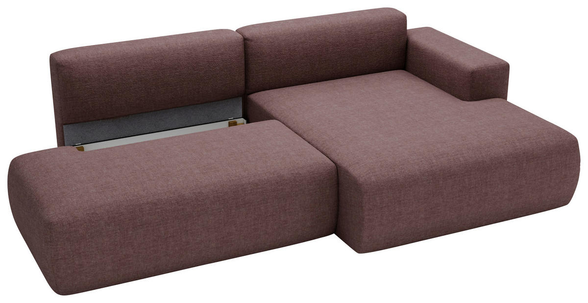 ECKSOFA Chenille Beere  - Beere/Schwarz, Design, Kunststoff/Textil (284/160cm) - Livetastic