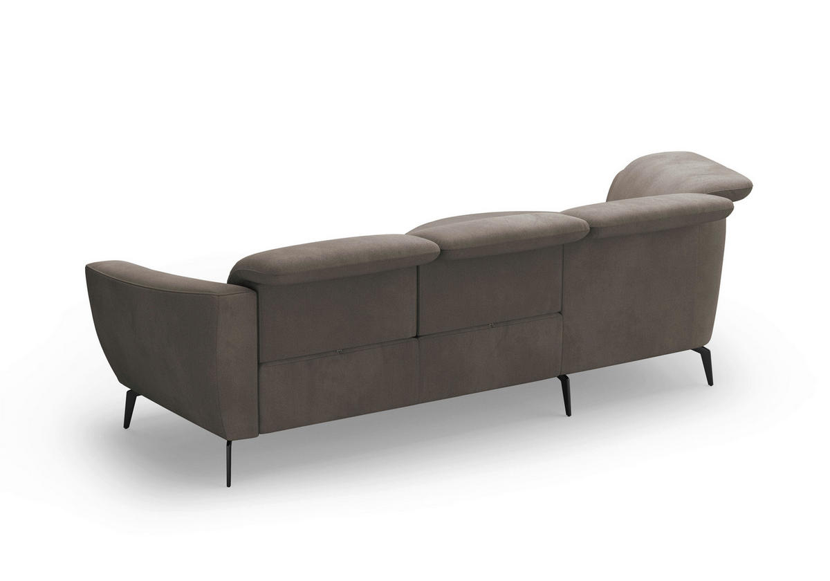 ECKSOFA ZOE E Schlammfarben Flachgewebe  - Schlammfarben/Schwarz, KONVENTIONELL, Textil/Metall (199/309cm) - Sit & More