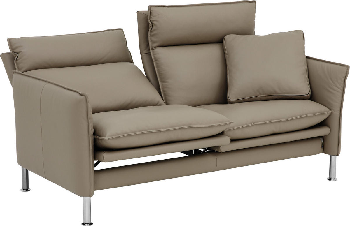 2-SITZER-SOFA in Echtleder Grau  - Chromfarben/Grau, Konventionell, Leder/Metall (176/93/120cm) - Erpo
