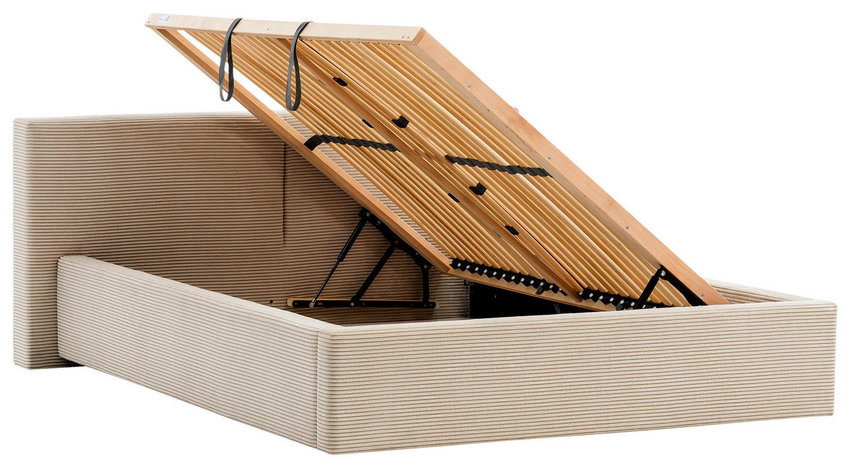 POLSTERBETT 140/200 cm  in Beige  - Weiss/Beige, Basics, Holz/Textil (140/200cm) - Boxxx