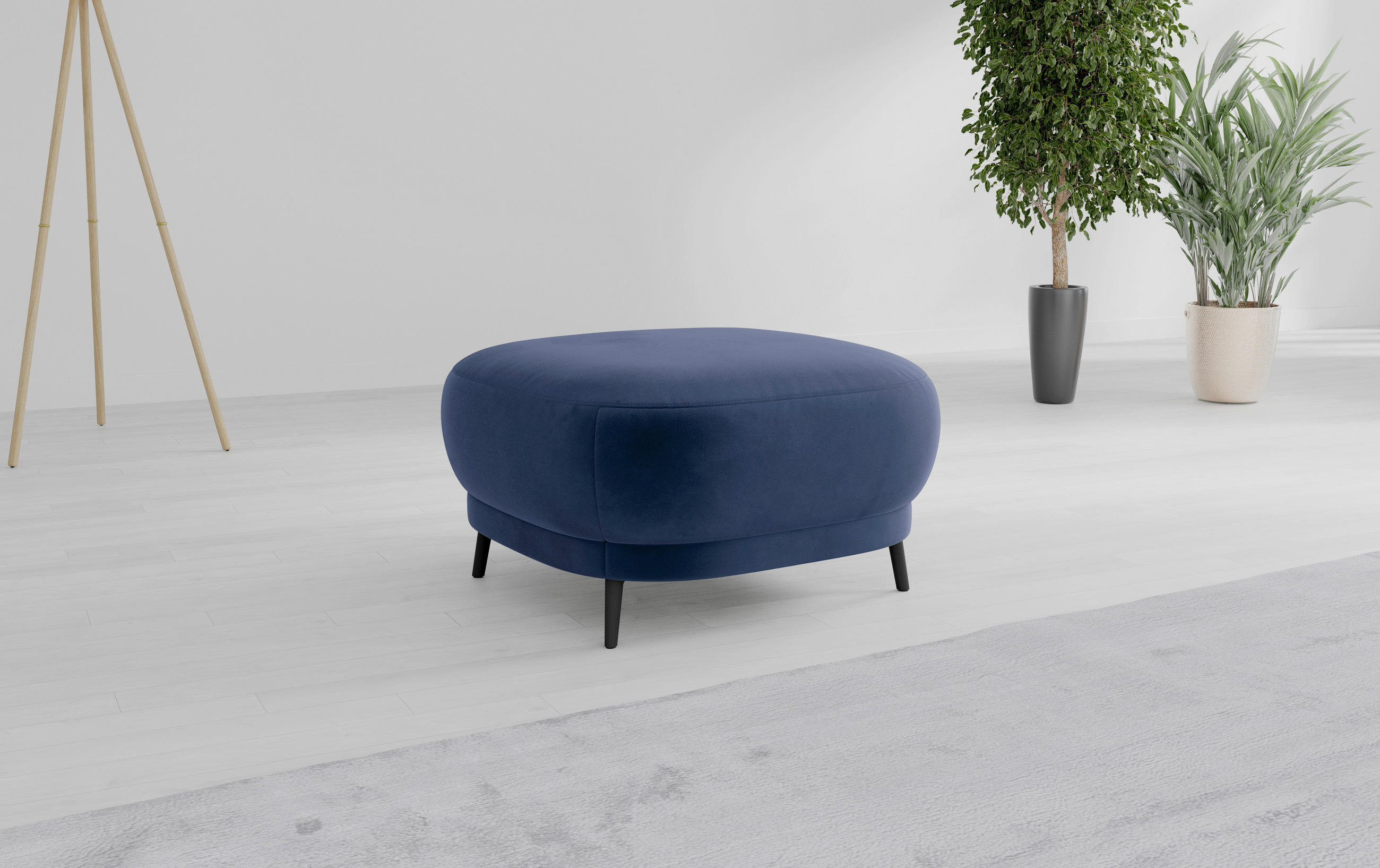 HOCKER in Textil Blau  - Blau/Schwarz, MODERN, Textil/Metall (90/49/90cm) - Sit & More