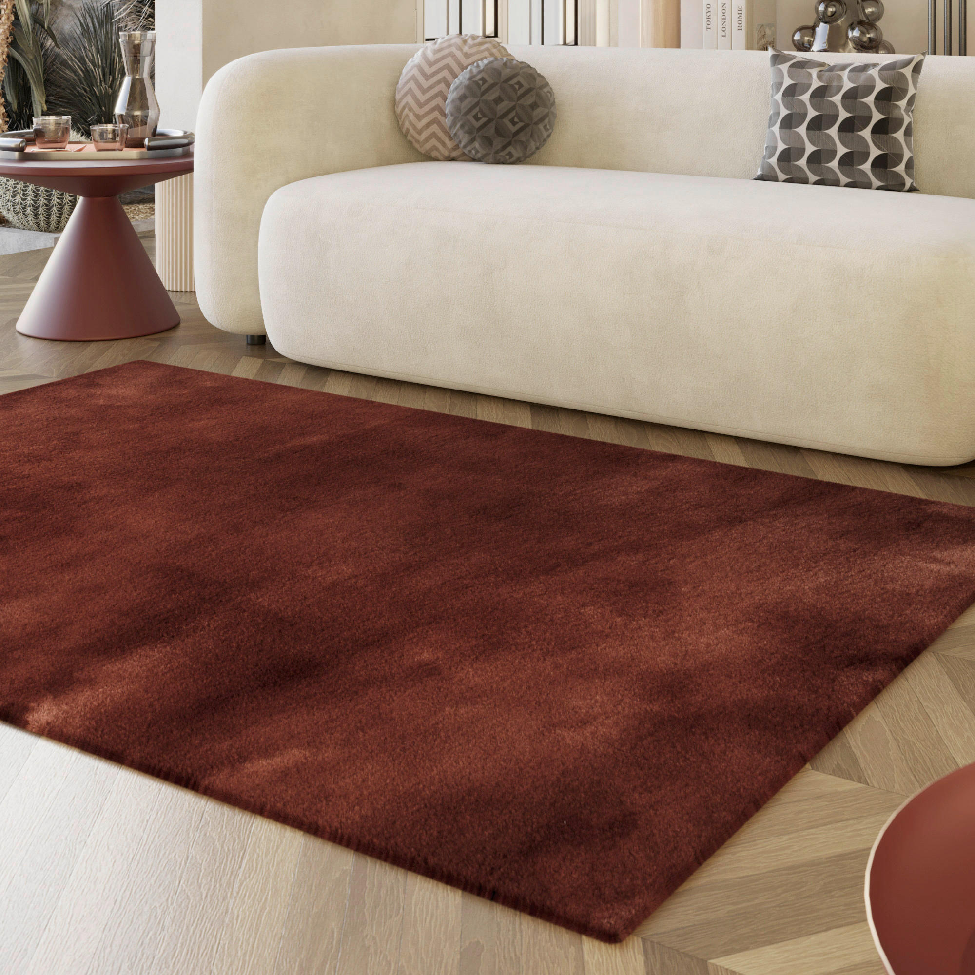 HOCHFLORTEPPICH 70/140 cm ESP-4377-11 Bordeaux - Bordeaux, KONVENTIONELL, Textil (70/140cm) - Esprit