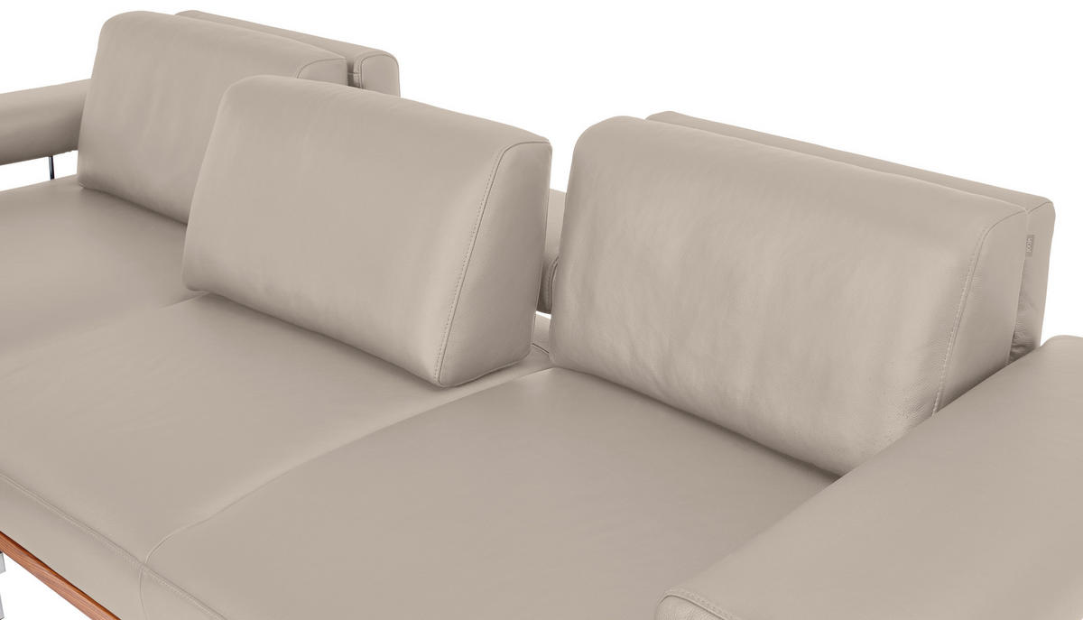 ECKSOFA Echtleder Hellgrau  - Hellgrau, Design, Leder/Metall (237/295cm) - Joop!