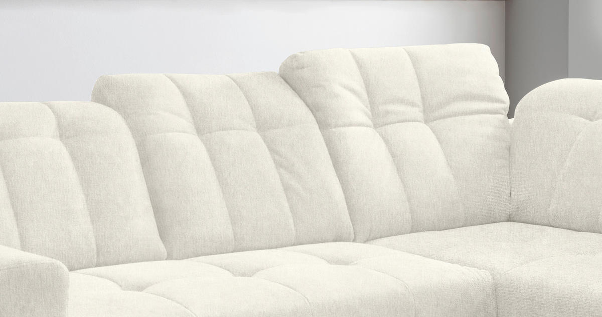 ECKSOFA in Mikrofaser Creme  - Creme/Schwarz, Modern, Textil/Metall (261/200cm) - Livetastic