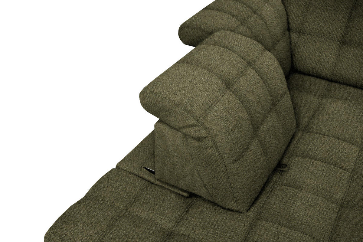 ECKSOFA in Webstoff Olivgrün  - Schwarz/Olivgrün, Design, Holz/Textil (297/216cm) - Xora