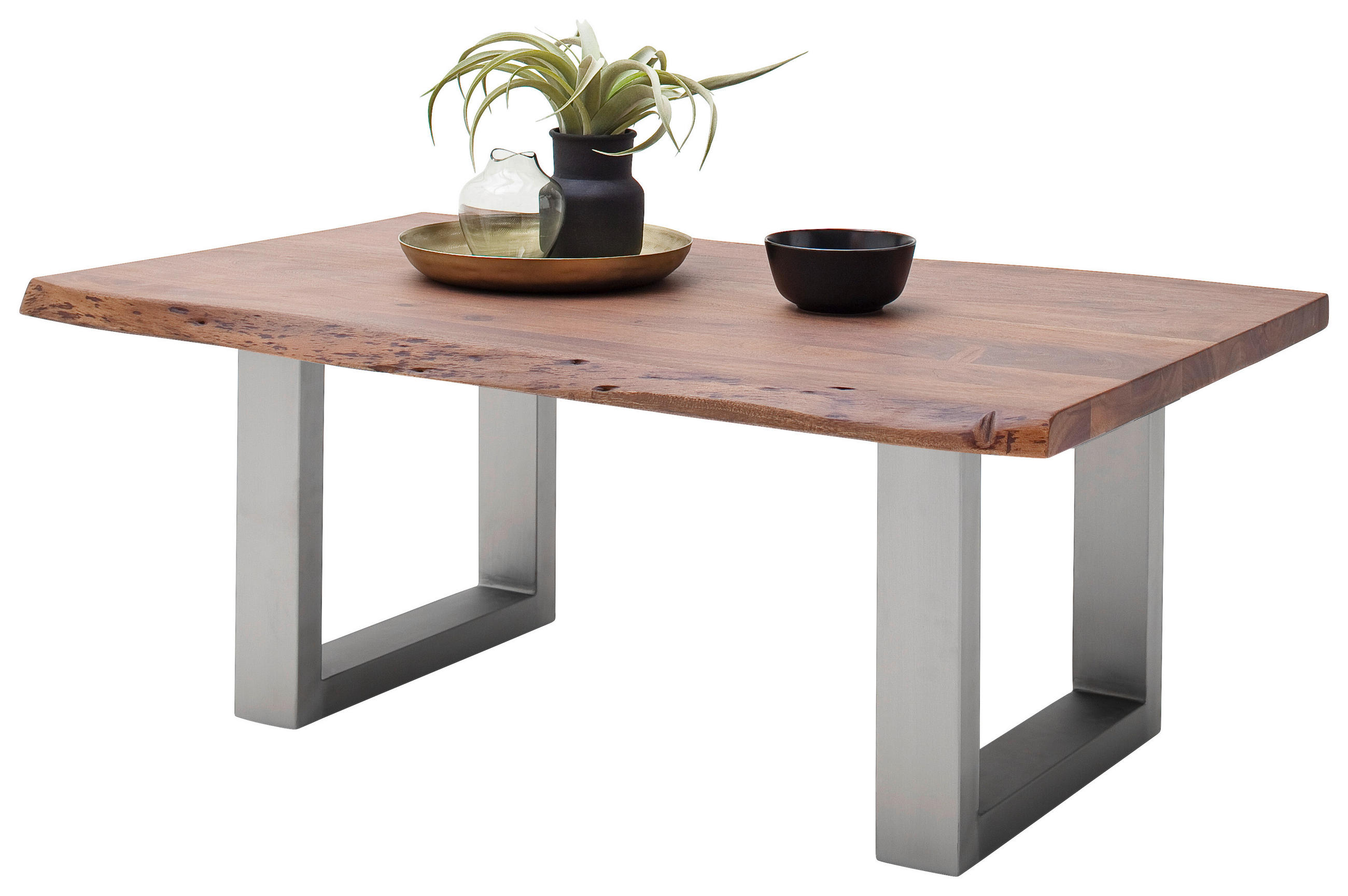 Couchtisch Holz Massiv Cartagena Walnuss/Edelstahlf.