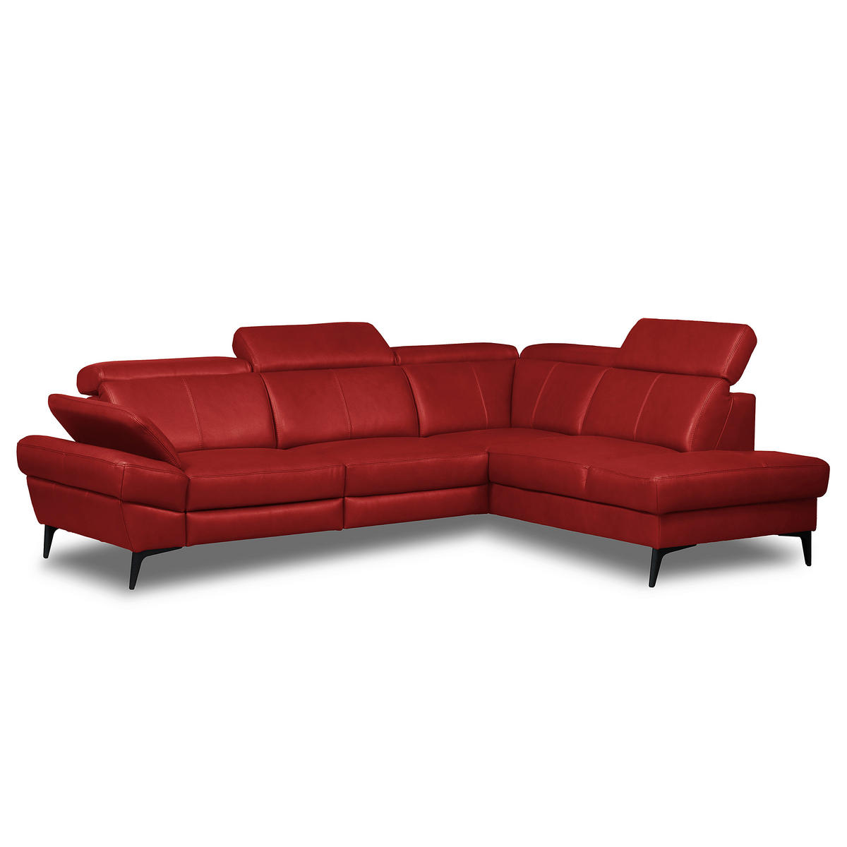 ECKSOFA Lederlook Echtleder Rot  - Rot/Schwarz, Design, Leder/Textil (264/211cm) - Livetastic