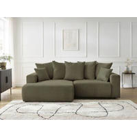 ECKSOFA Ottomane links  ATILLA Grün Flachgewebe  - Schwarz/Grün, MODERN, Kunststoff/Textil (149/244cm)