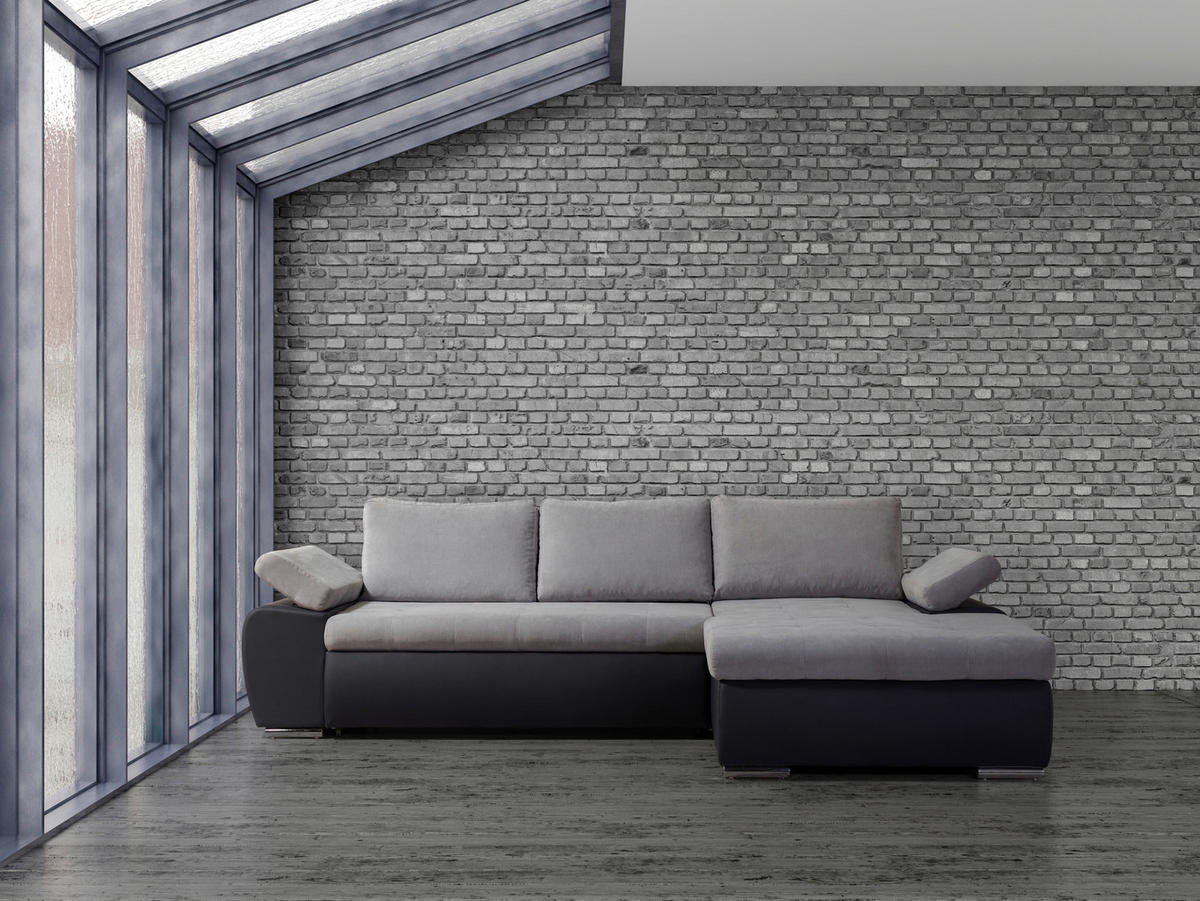 ECKSOFA Grau, Dunkelgrau Flachgewebe  - Dunkelgrau/Grau, Design, Kunststoff/Textil (271/175cm) - MID.YOU