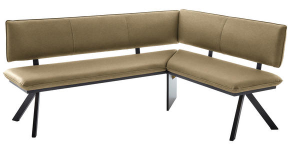 ECKBANK 180/140 cm in Schwarz, Olivgrün - Schwarz/Olivgrün, MODERN, Textil/Metall (180/140cm) - Cantus