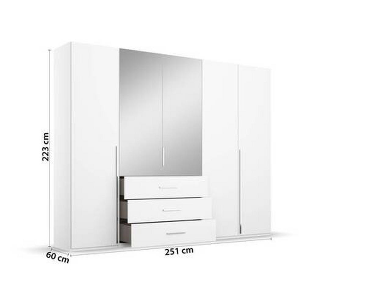 DREHTÜRENSCHRANK in Weiss  - Chromfarben/Weiss, Design, Glas/Holzwerkstoff (251/223/60cm) - home24