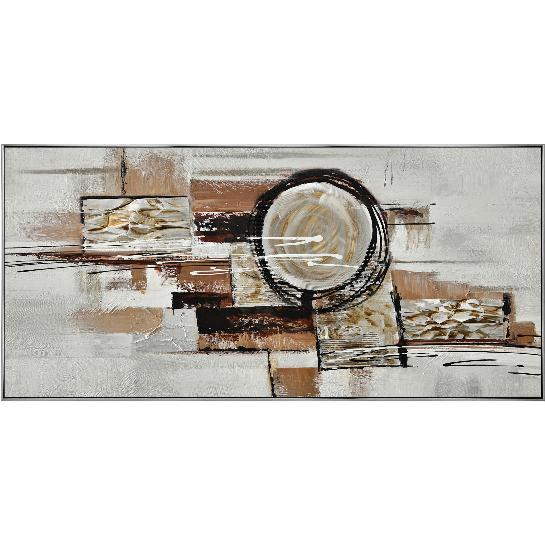 ÖLGEMÄLDE Abstraktes 150/70 cm  - Dunkelbraun/Silberfarben, Design, Holz/Wellpappe (150/70cm) - Monee
