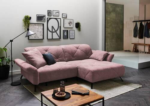 ECKSOFA in Webstoff Flieder  - Flieder/Schwarz, Design, Textil/Metall (244/173cm) - Moderano