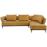 ECKSOFA Dunkelgelb Echtleder  - Dunkelgelb/Schwarz, Design, Leder/Metall (302/237cm) - Dieter Knoll