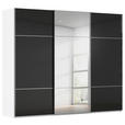 SCHWEBETÜRENSCHRANK 301/223/68 cm 3-türig Schwarz, Weiß  - Chromfarben/Schwarz, KONVENTIONELL, Glas/Holzwerkstoff (301/223/68cm) - Novel