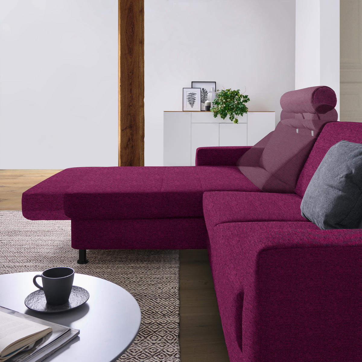 ECKSOFA in Webstoff Lila  - Lila/Schwarz, Design, Kunststoff/Textil (165/257cm) - Xora
