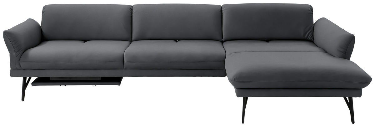 ECKSOFA Posh in Echtleder Dunkelgrau  308/173 cm  - Dunkelgrau/Anthrazit, Design, Leder/Metall (308/173cm) - Joop!