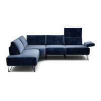 ECKSOFA Cosy Dunkelblau Samt  - Schwarz/Dunkelblau, Design, Textil/Metall (193/248-263cm) - SENSOO