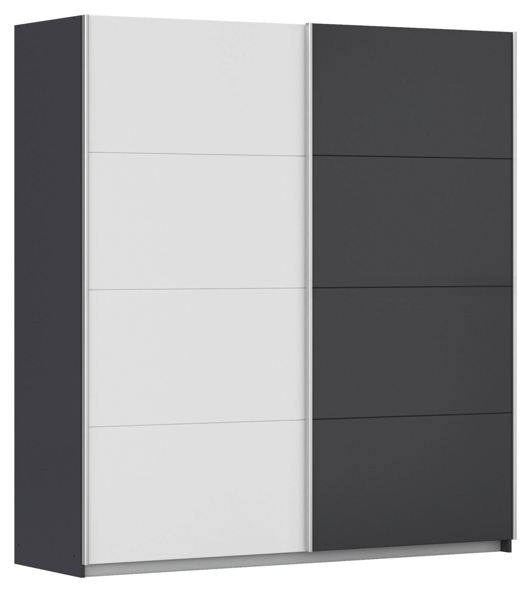SCHWEBETÜRENSCHRANK 181/197/61 cm 2-türig Graphitfarben, Weiß - Graphitfarben/Alufarben, MODERN, Holzwerkstoff/Metall (181/197/61cm) - Rauch Möbel