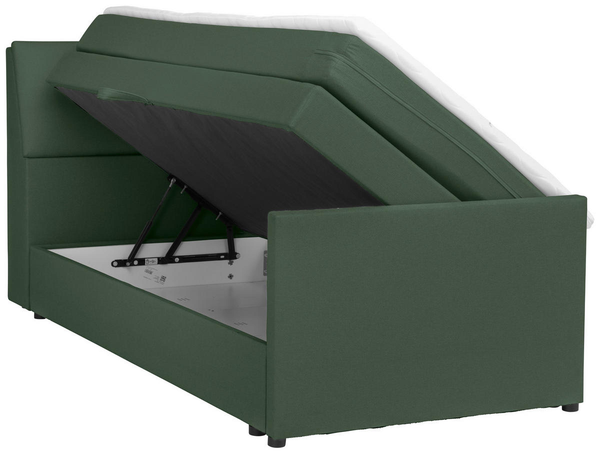 BOXSPRING-ÁGY 100/200 cm  zöld  - fekete/zöld, Modern, textil/fa (100/200cm) - MID.YOU