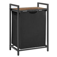 WÄSCHEKORB - Schwarz/Braun, Trend, Holzwerkstoff/Textil (50/72/33cm) - MID.YOU
