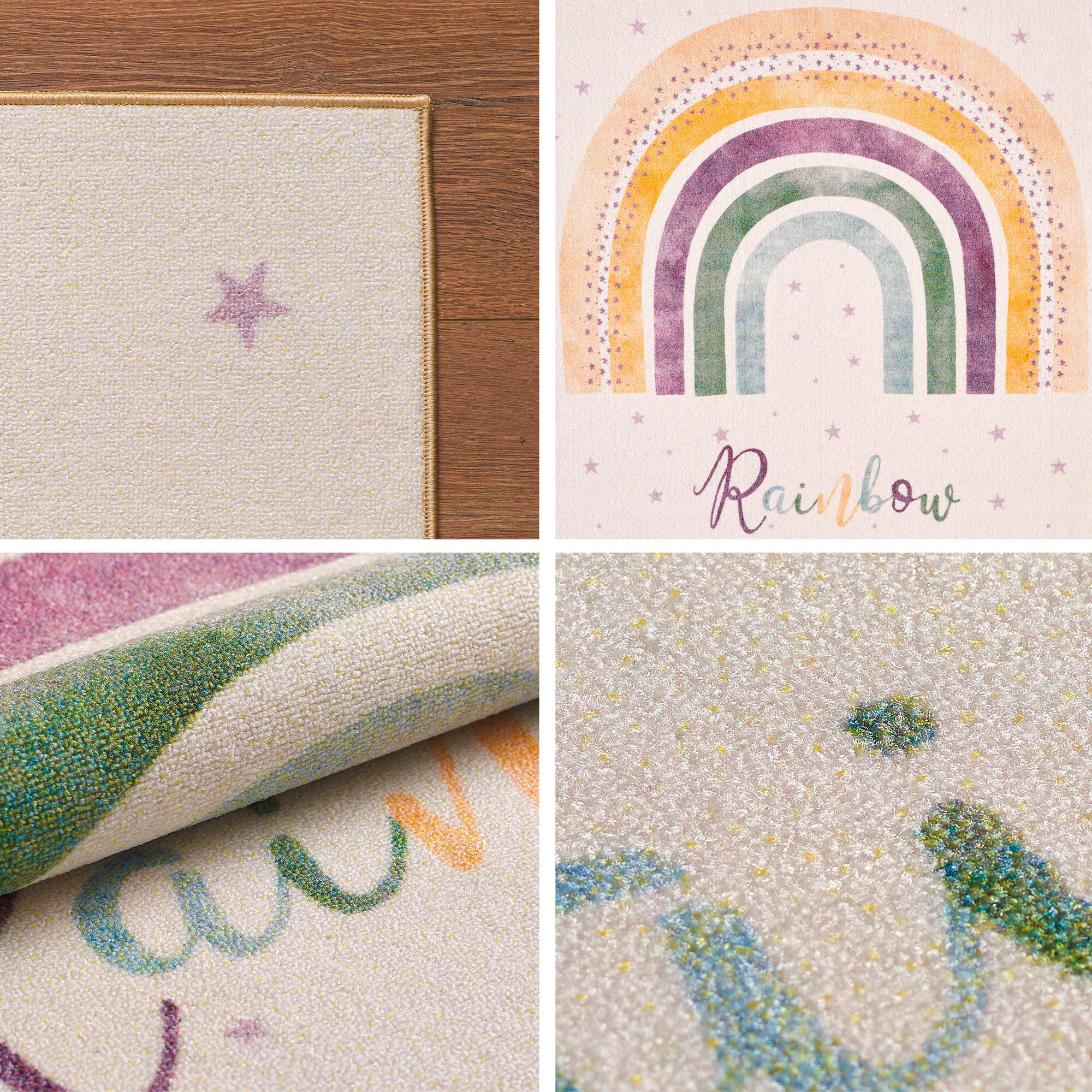 Thumbnail - Ben'n'jen Kinderteppich Play, Creme, Textil, Regenbogen, rechteckig, 120x170 cm, Oeko-Tex® Standard 100, pflegeleicht, T...
