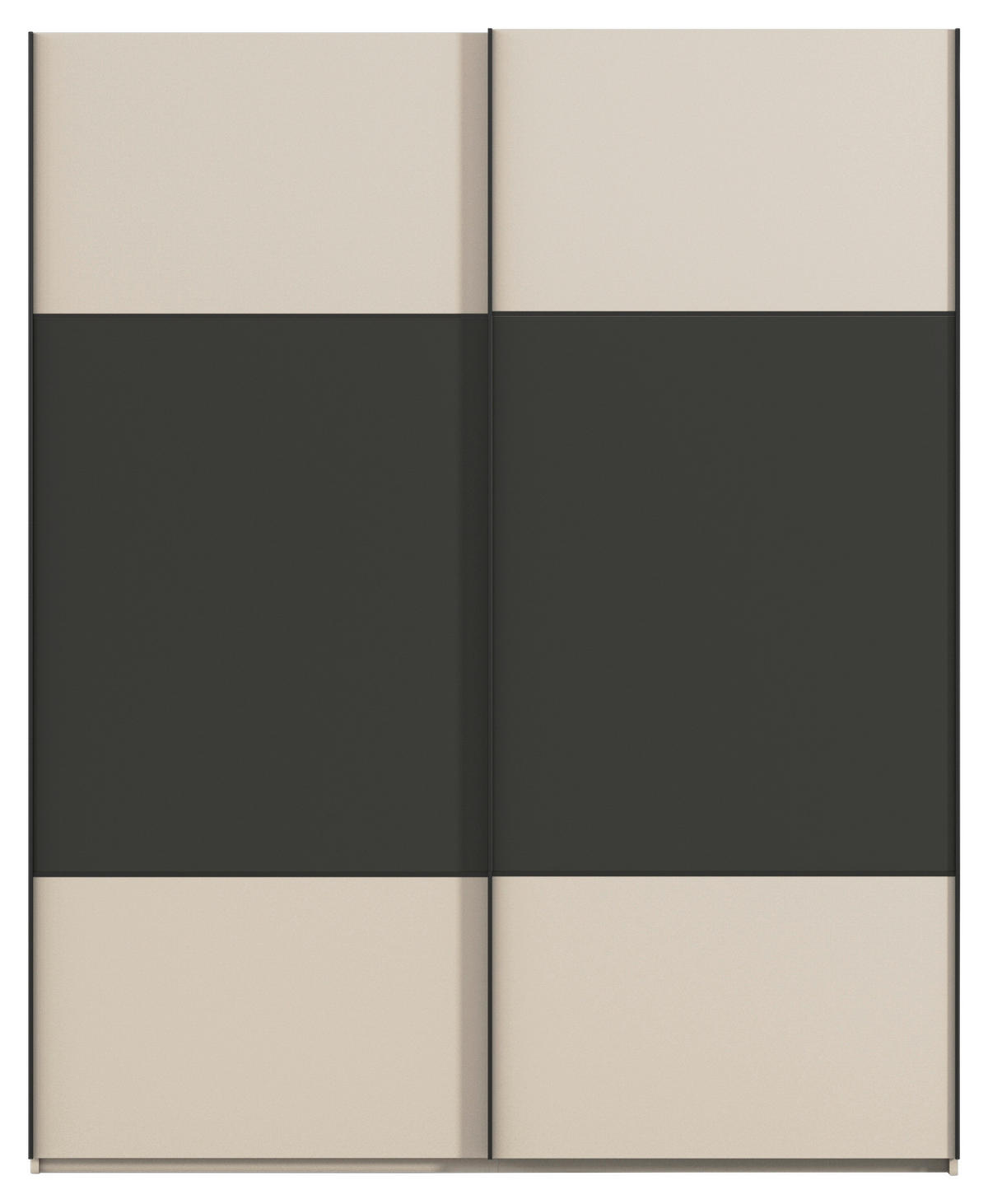 SCHWEBETÜRENSCHRANK 181/223/68 cm 2-türig Champagner, Graphitfarben  - Champagner/Schwarz, KONVENTIONELL, Holzwerkstoff/Metall (181/223/68cm) - Novel