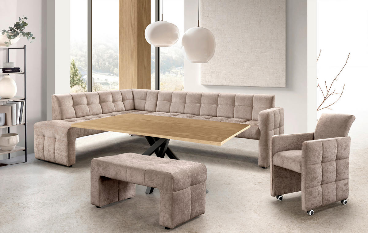 KLUPA KUTNA  bež  drvo, tekstil, drvni materijal      - bež/crna, Moderno, drvni materijal/drvo (265/197cm) - Livetastic