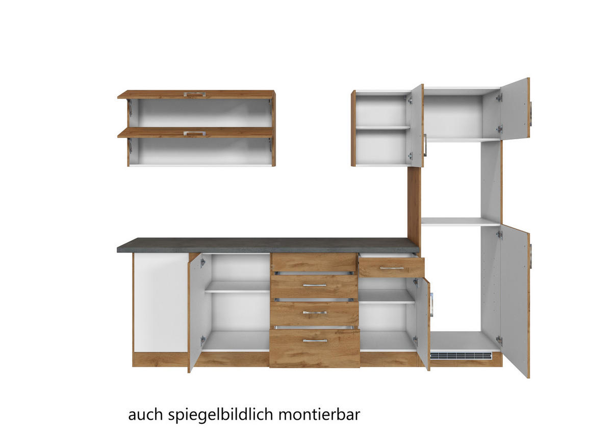 ECKKÜCHE 210/270 cm  in Eichefarben  - Eichefarben/Anthrazit, MODERN, Holzwerkstoff/Metall (210/270cm) - Held