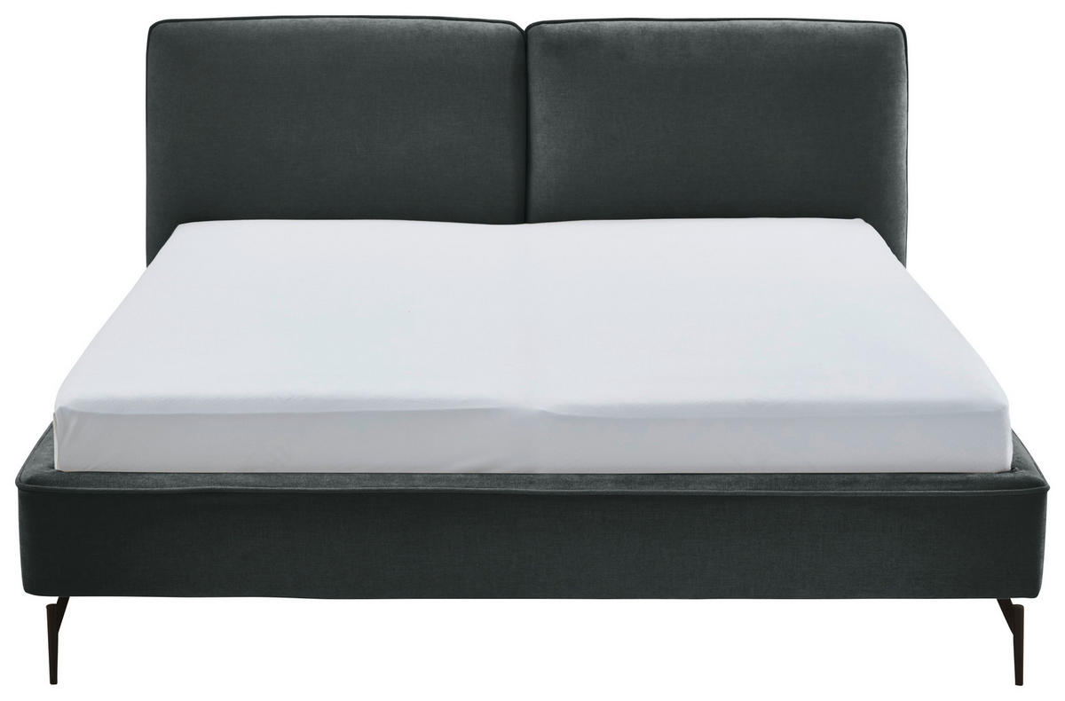 POLSTERBETT 200/200 cm  in Dunkelgrün  - Dunkelgrün/Schwarz, Modern, Textil/Metall (200/200cm) - Livetastic