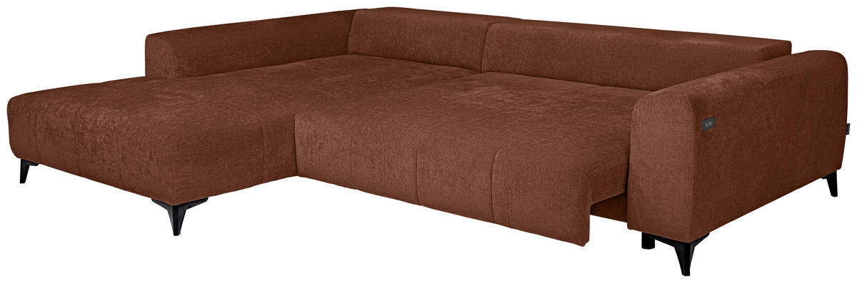 HÖRNSOFFA i chenille rostfärgad  - svart/rostfärgad, Klassisk, textil/plast (222/279cm) - MID.YOU