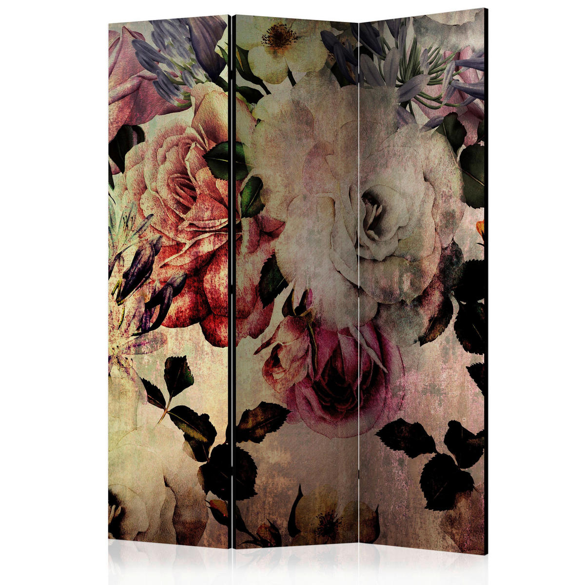 PARAVENT mit 3  Flügel - Beige/Rosa, Basics, Holz/Textil (135/172/3cm) - artgeist