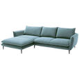ECKSOFA  in Webstoff Blaugrau  196/304 cm  - Blaugrau/Schwarz, KONVENTIONELL, Textil/Metall (196/304cm) - Hom`in