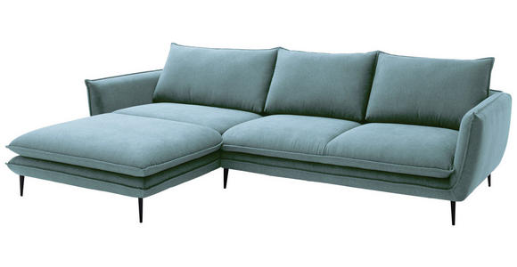ECKSOFA  in Webstoff Blaugrau  196/304 cm  - Blaugrau/Schwarz, KONVENTIONELL, Textil/Metall (196/304cm) - Hom`in