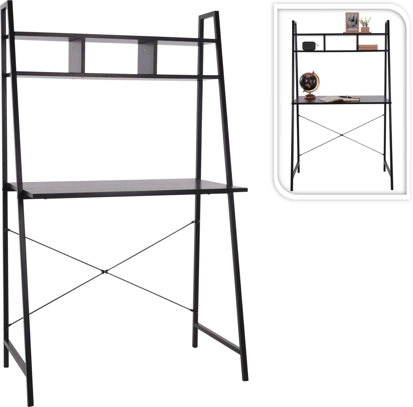 SCHREIBTISCH 84/45,5/142 cm  in Schwarz  - Schwarz, Basics, Metall (84/45,5/142cm)