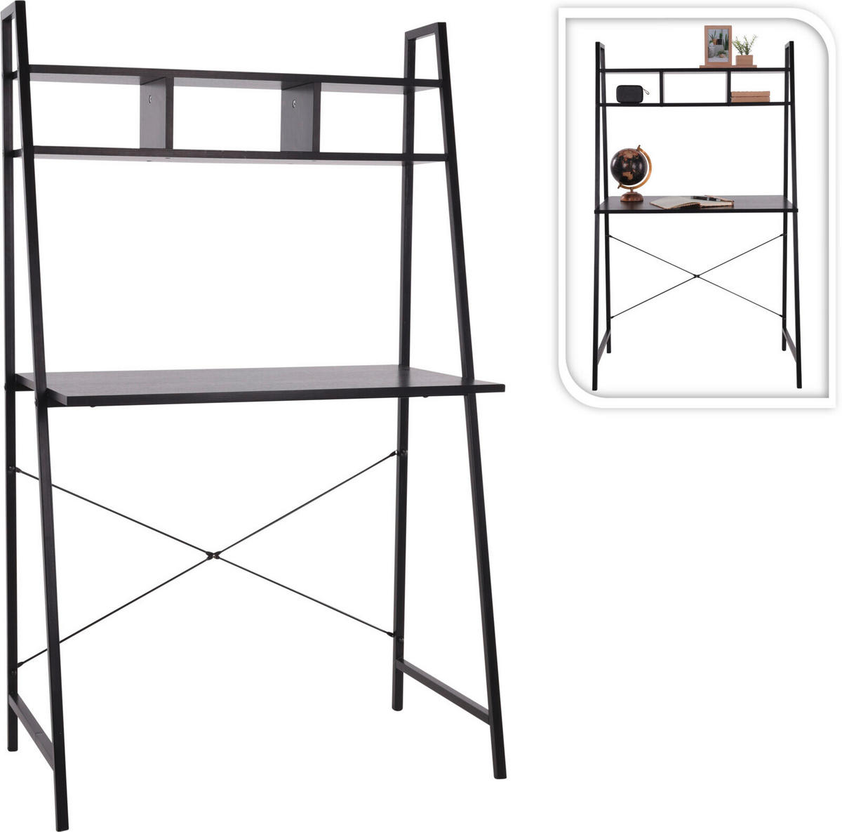 SCHREIBTISCH 84/45,5/142 cm  in Schwarz  - Schwarz, Basics, Metall (84/45,5/142cm)