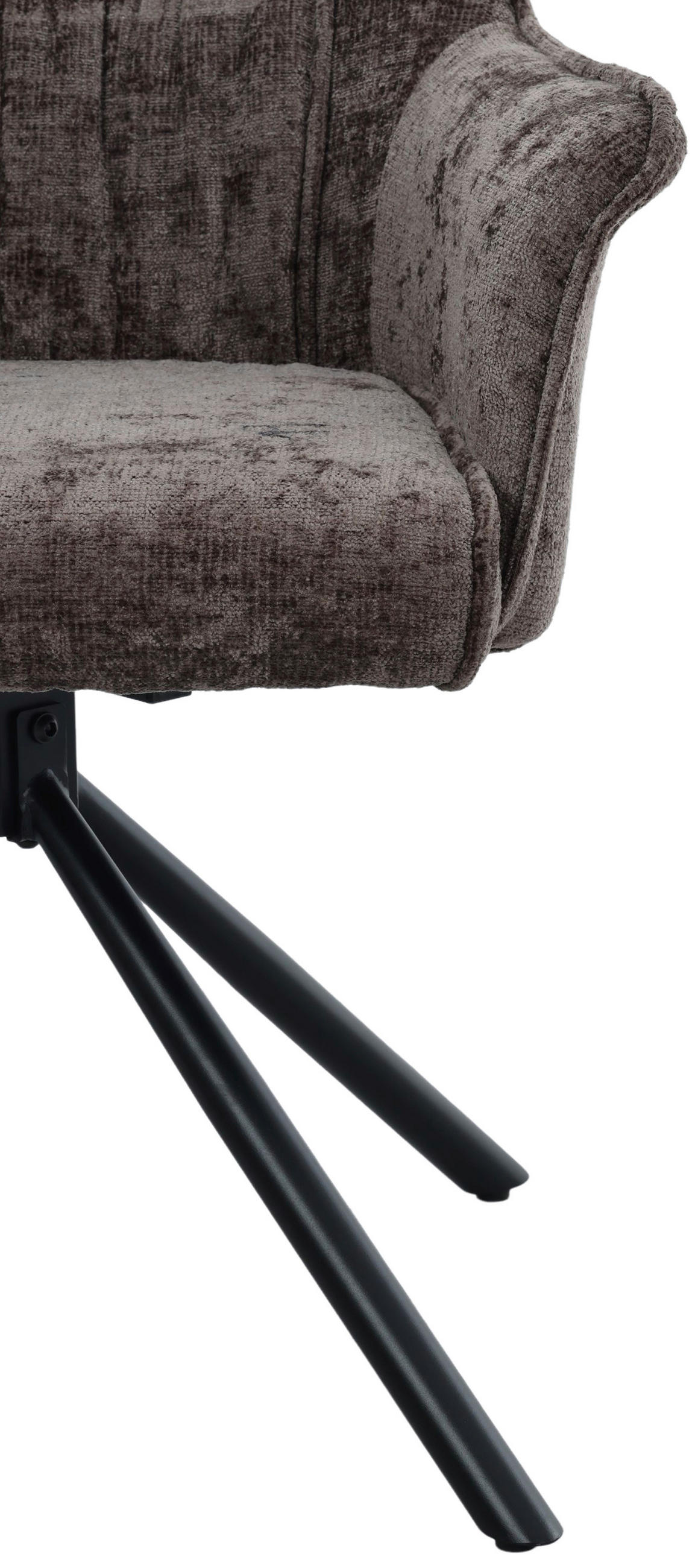ARMLEHNSTUHL  Sitzfläche 360° drehbar, inklusive Armlehnen Chenille  Braun, Schwarz  - Schwarz/Braun, MODERN, Textil/Metall (62/86/63cm) - Livetastic