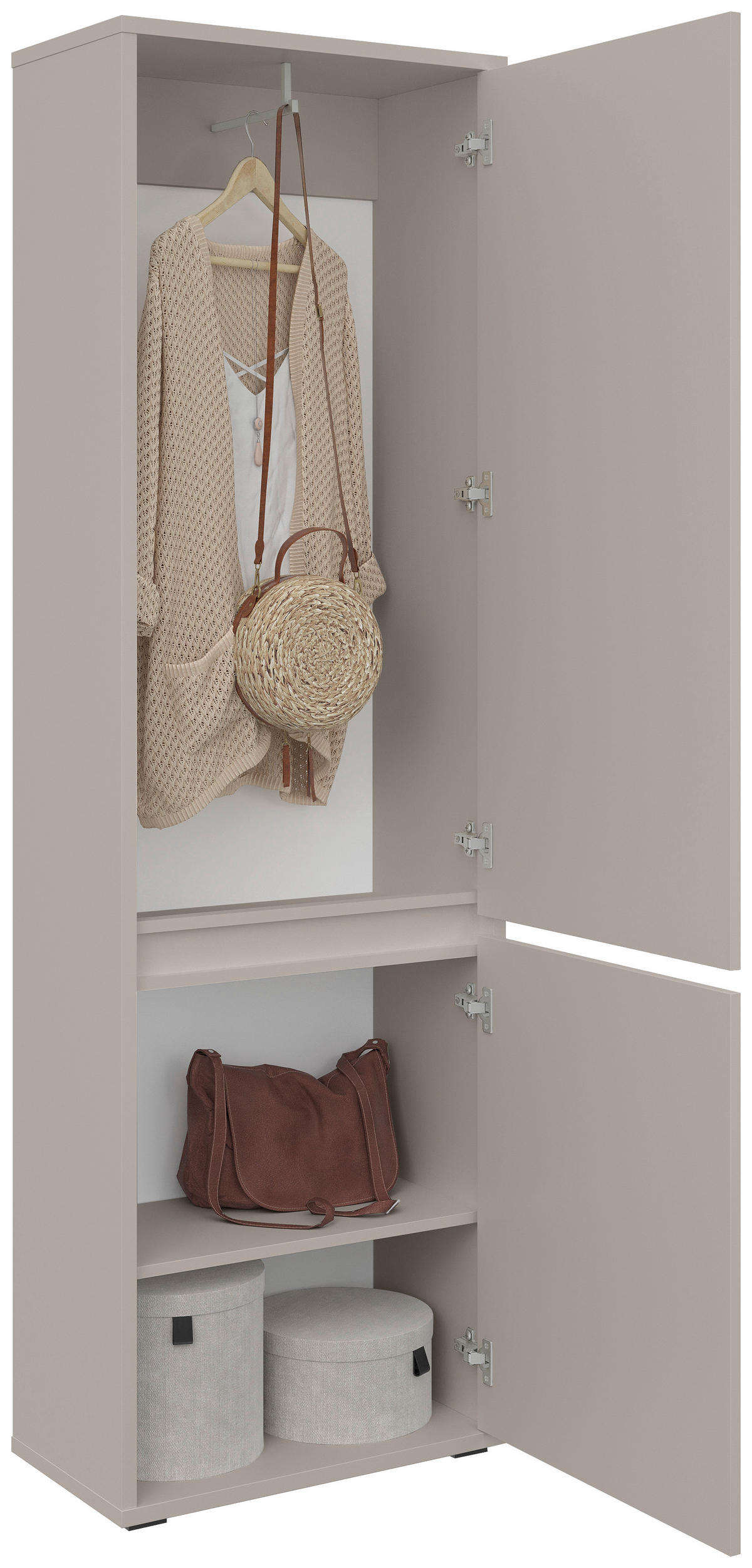 GARDEROBENSCHRANK Liv  in 60/195/33,8 cm  - Kaschmir/Schwarz, KONVENTIONELL, Holzwerkstoff (60/195/33,8cm) - Xora