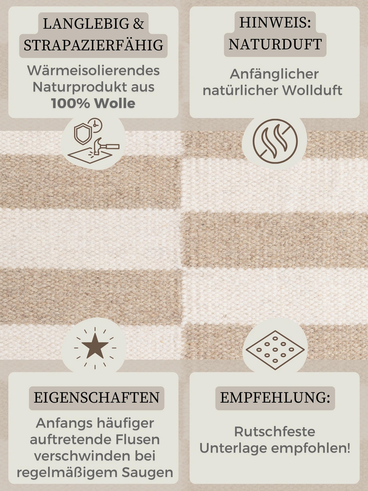 HANDWEBTEPPICH 160/230 cm Vika Weiß, Beige rechteckig  - Beige/Weiß, Basics, Textil (160/230cm) - Hanse Home