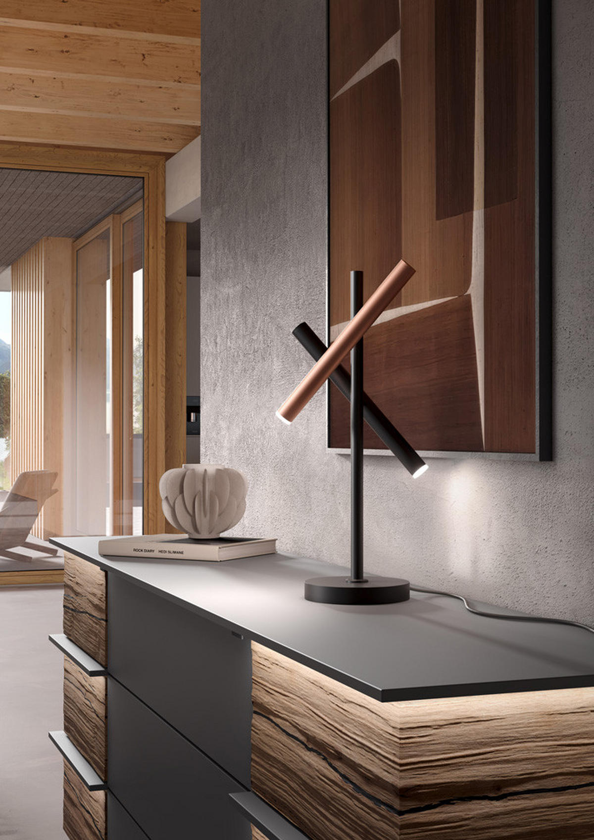 STOLNÁ LED LAMPA, senzorový stmievač, 16.0/50.0 cm  - hnedá/čierna, Konventionell, kov (16.0/50.0cm) - Musterring